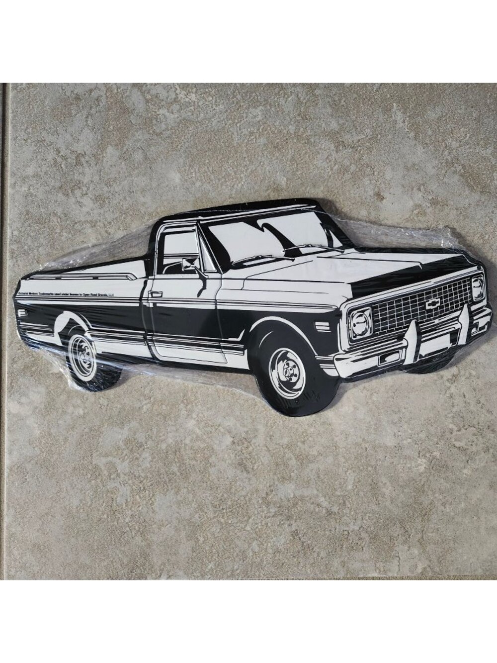 Chevy C10 Longbed Pickup Truck Black White Metal Tin Sign Decorative Wall Art